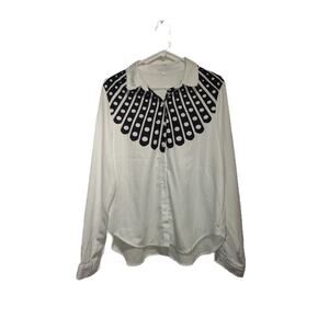 Women's White Button Up Shirt Size Large